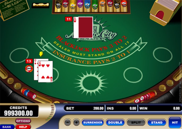 Blackjack in an online casino