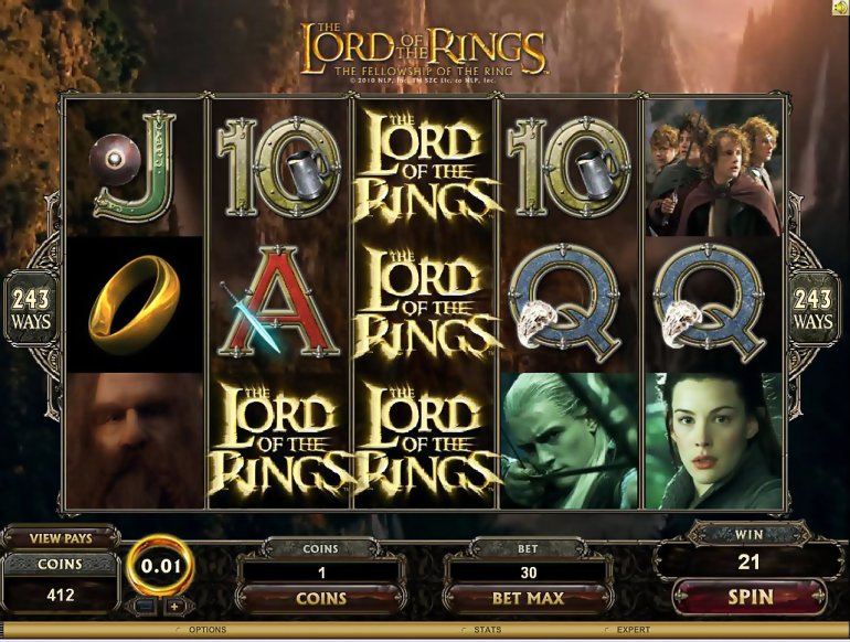 A pokie machine based on the movie The Lord of the Rings