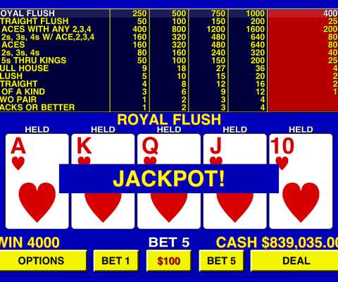 Probability of royal flush in video poker