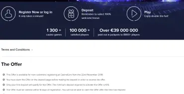 100% Match Bonus up to €150 in Euro Casino: Bonus terms
