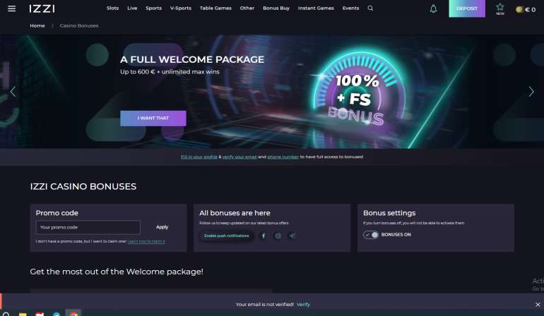 Detailed information on all promos in Welcome Bonuses and Free Spins at Izzi Casino Welcome Bonuses and Free Spins at Izzi Casino