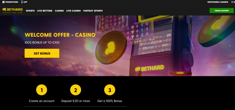 in 100% Match Bonus up to €100 in Bethard Casino Bethard Casino Welcome Bonus in