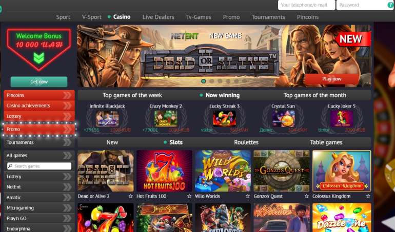 The first deposit bonus of 100% up to 500 EUR from the Pin-up casino