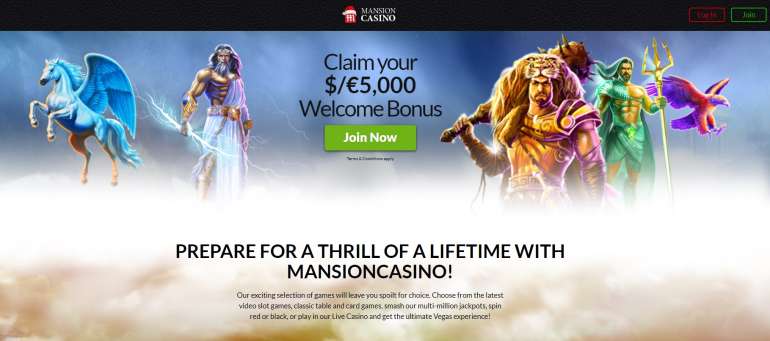in 100% Match Bonus up to €500 in Mansion Casino Mansion Casino Welcome Bonus in