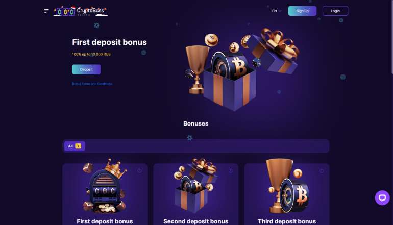 Bonuses and Free Spins for New Customers of CryptoBoss Casino