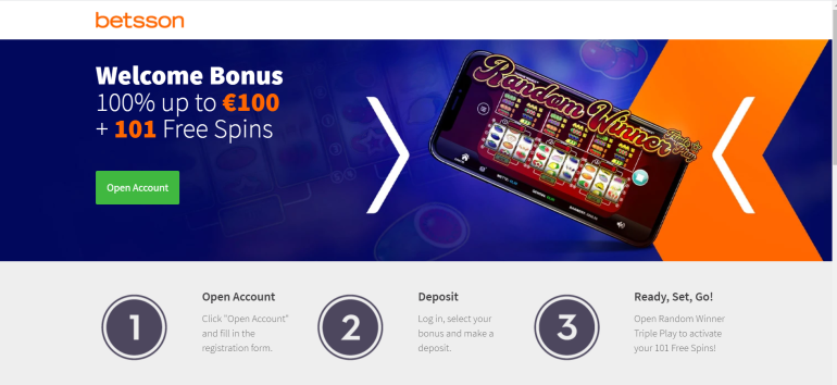 in 100% Match Bonus up to €100 in Betsson Casino Betsson Casino Welcome Bonus in