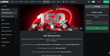 Up to 60 000 € / $ + 100 free spins on first three deposits at Leon: Leon Online Casino