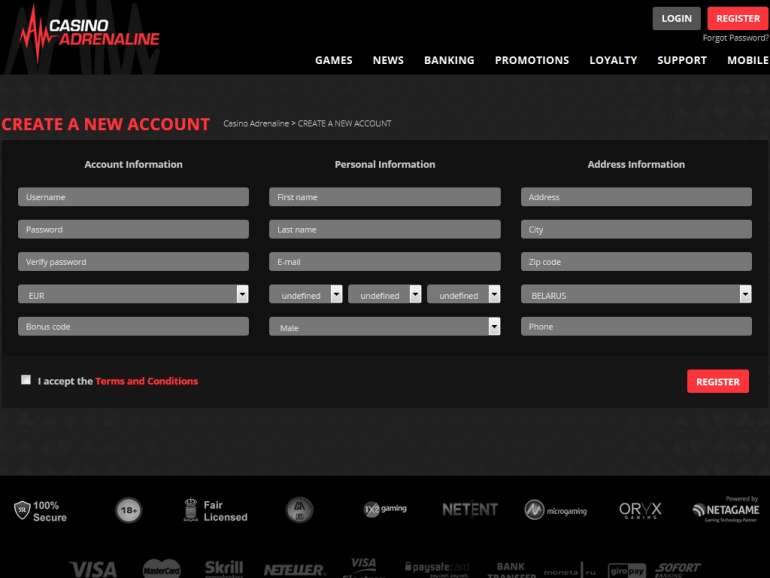 in Adrenaline Casino Adrenaline Casino