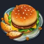 Burger symbol in Dragon's Tavern pokie