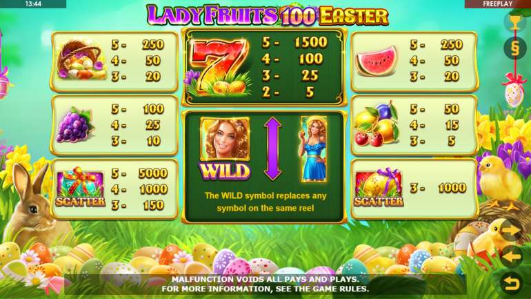 Symbol's cost in Lady Fruits 100 Easter Lady Fruits 100 Easter