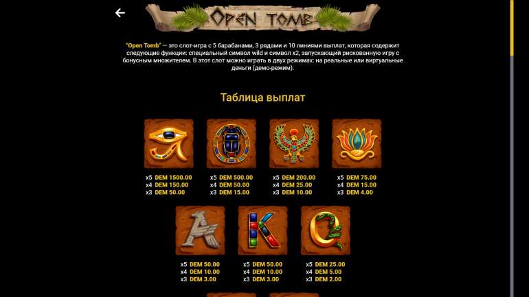 Symbol's cost in Open Tomb Open Tomb