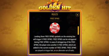 777 Golden Hit: Free spins and/or respins
