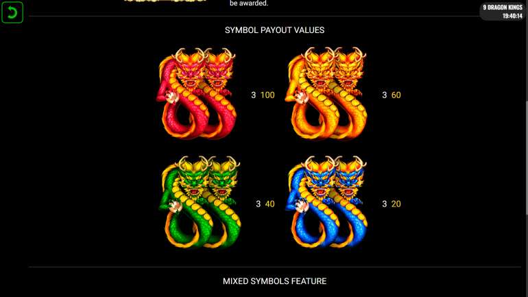 Bet selection in 9 Dragon Kings 9 Dragon Kings