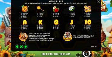 Bee Keeper: Payout table
