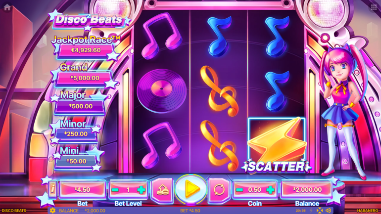 Slots design in Disco Beats Theme in Disco Beats