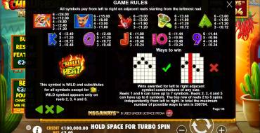 Chilli Heat Megaways: Payout table