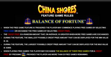 China Shores: Bonus games