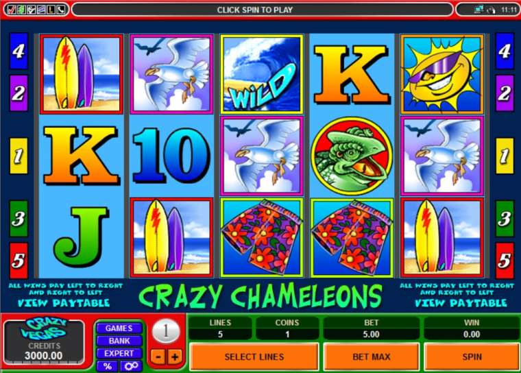 Play Crazy Chameleons pokie NZ