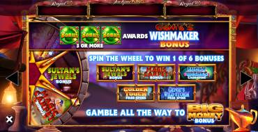 Genie Jackpots Wishmaker Jackpot King: Free spins and/or respins