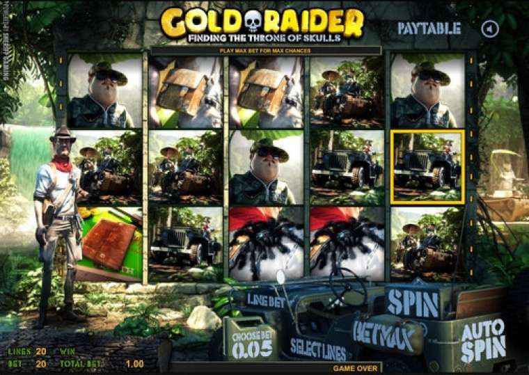 Play Gold Raider: Finding the Throne of Skulls pokie NZ