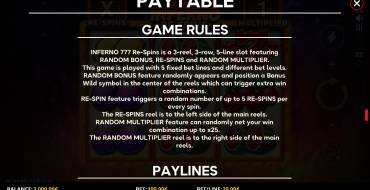 Inferno 777 Re-Spins: Rules