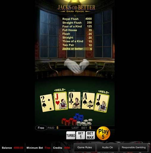 Jacks or Better Draw Poker online