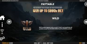 Rampage Golden Hits: Payout table