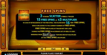 Rise of Ra: Egypt Quest: Free spins and/or respins