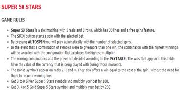 Super 50 Stars: Rules