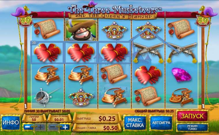 Play The Three Musketeers and the Queen’s Diamond pokie NZ