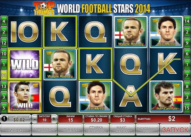 Play Top Trumps World Football Stars 2014 pokie NZ