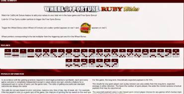 Wheel of Fortune: Ruby Riches: Free spins and/or respins