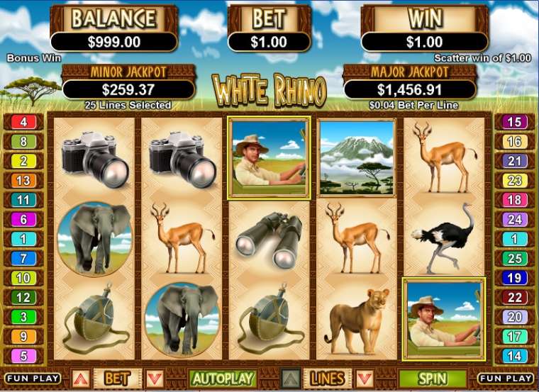 Play White Rhino pokie NZ