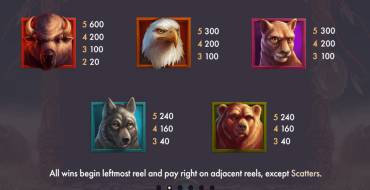 Wild Buffalo: Payout table