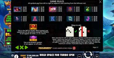 Witch Heart Megaways: Payout table