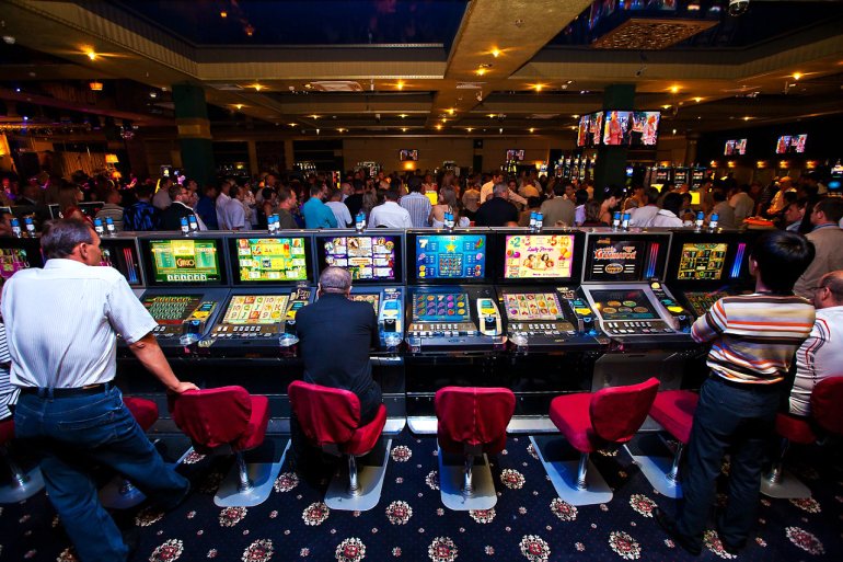 People behind slot machines