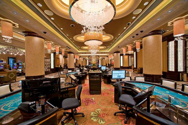 in Galaxy Macau Casino One of the halls of the casino in Galaxy Macau Casino